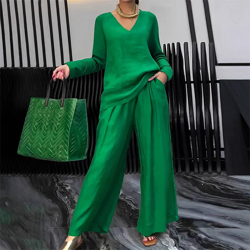 Maheen - Completo da Casa in Maglia Con Pantaloni a Zampa
