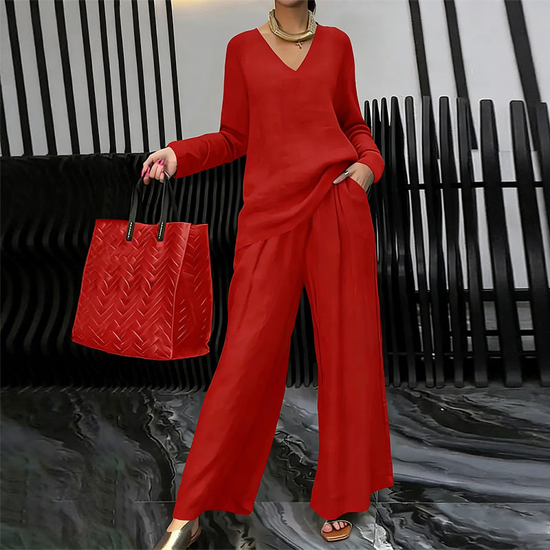 Maheen - Completo da Casa in Maglia Con Pantaloni a Zampa