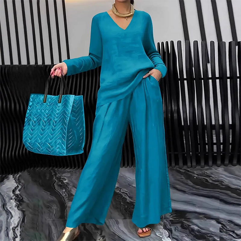 Maheen - Completo da Casa in Maglia Con Pantaloni a Zampa