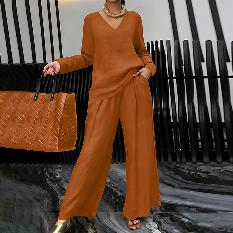 Maheen - Completo da Casa in Maglia Con Pantaloni a Zampa