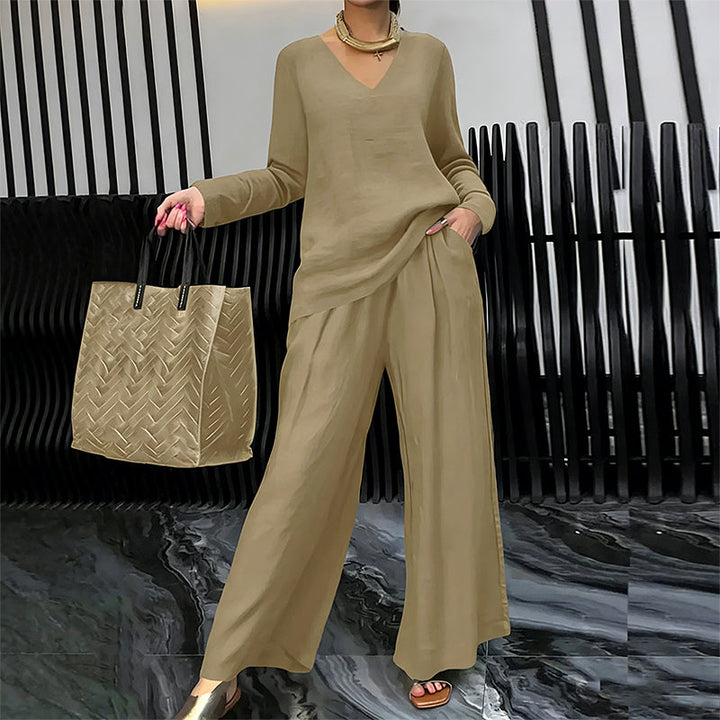 Maheen - Completo da Casa in Maglia Con Pantaloni a Zampa