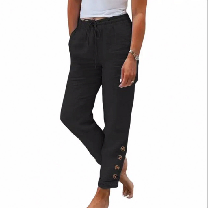 Skylie - Pantaloni Eleganti Con Coulisse in Vita E Bottone