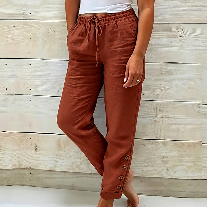 Skylie - Pantaloni Eleganti Con Coulisse in Vita E Bottone