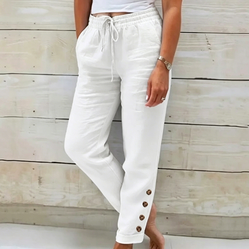 Skylie - Pantaloni Eleganti Con Coulisse in Vita E Bottone