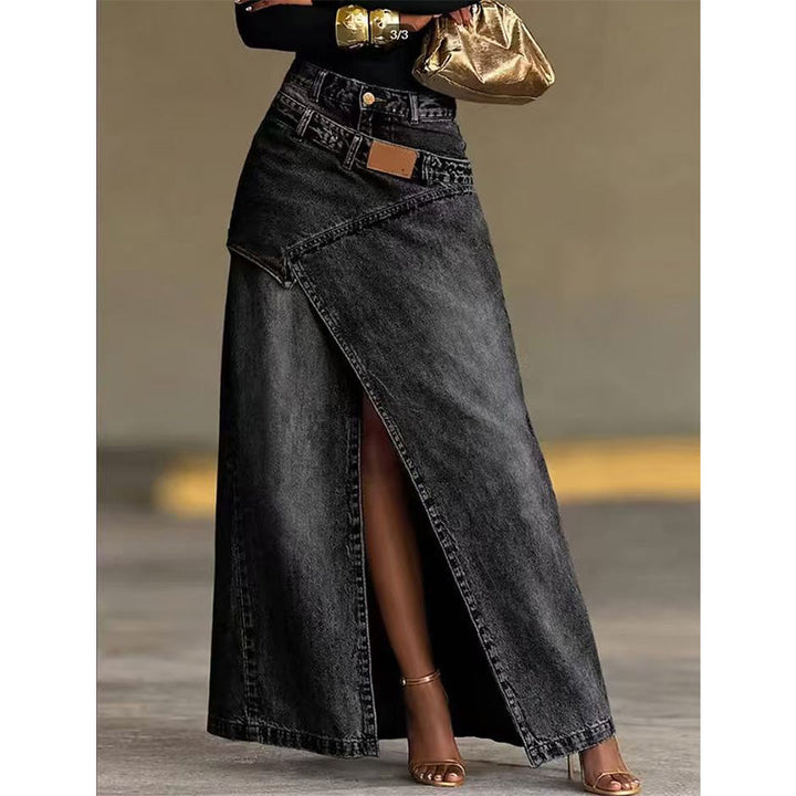Iliza - Gonna In Denim Asimmetrica a Strati Con Spacco