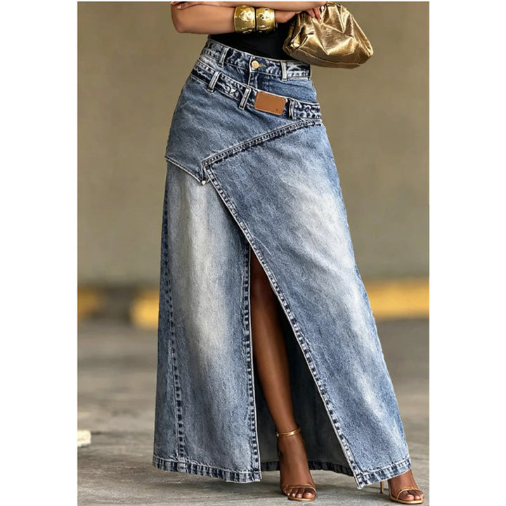 Iliza - Gonna In Denim Asimmetrica a Strati Con Spacco