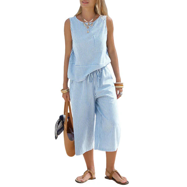 Lynija - Set Composto Da Top Senza Maniche a Righe e Pantaloni