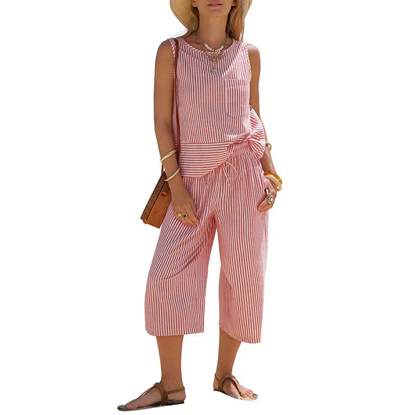 Lynija - Set Composto Da Top Senza Maniche a Righe e Pantaloni