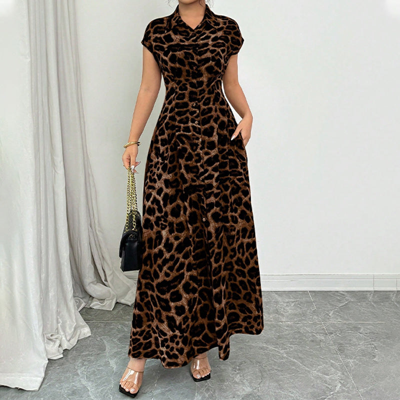 Ameerah - Elegante Abito Con Stampa Leopardata
