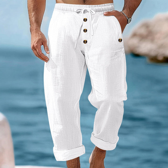 Devillier - Pantaloni Casual in Lino Con Coulisse