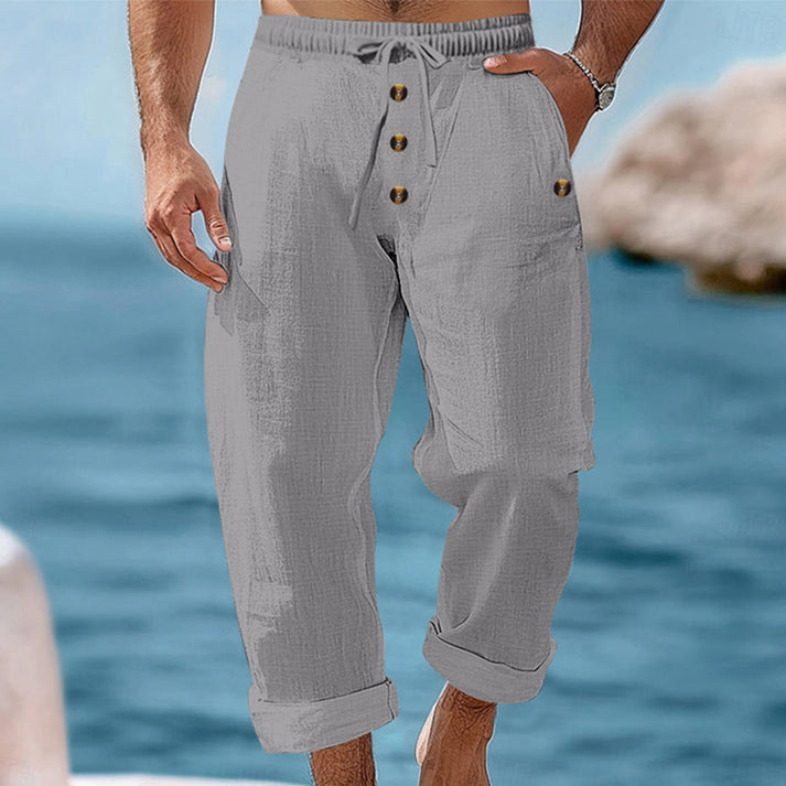 Devillier - Pantaloni Casual in Lino Con Coulisse