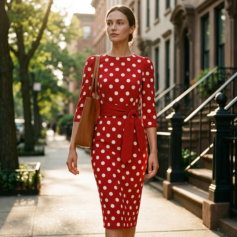 Konila - Elegante Abito Retrò a Pois