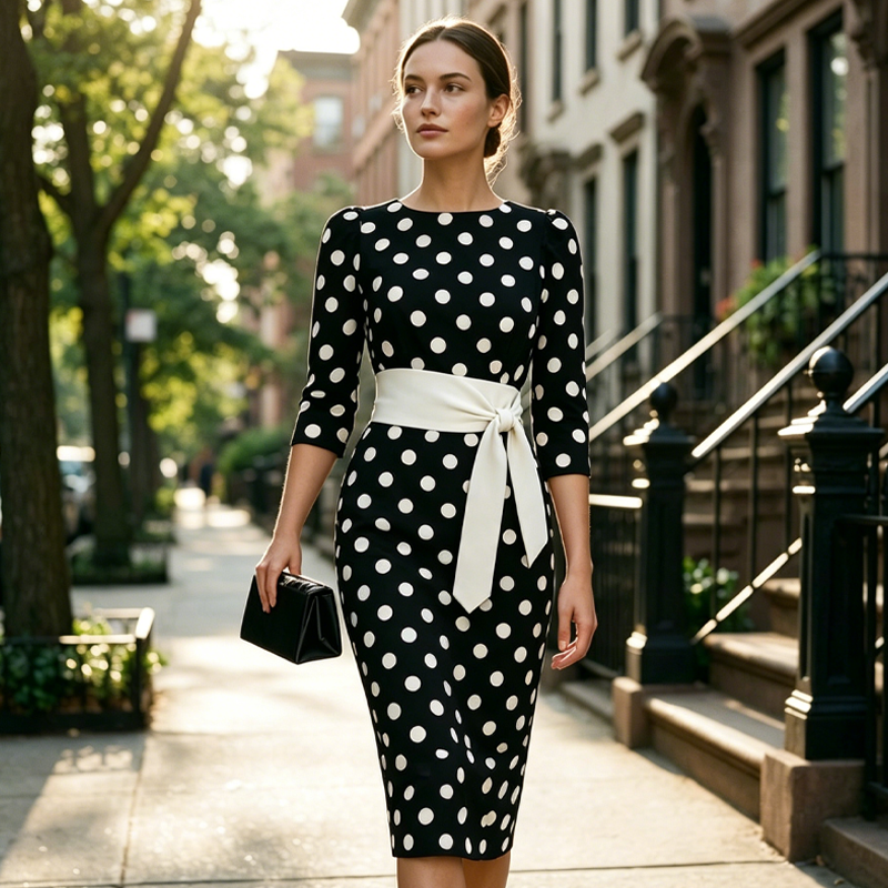 Konila - Elegante Abito Retrò a Pois