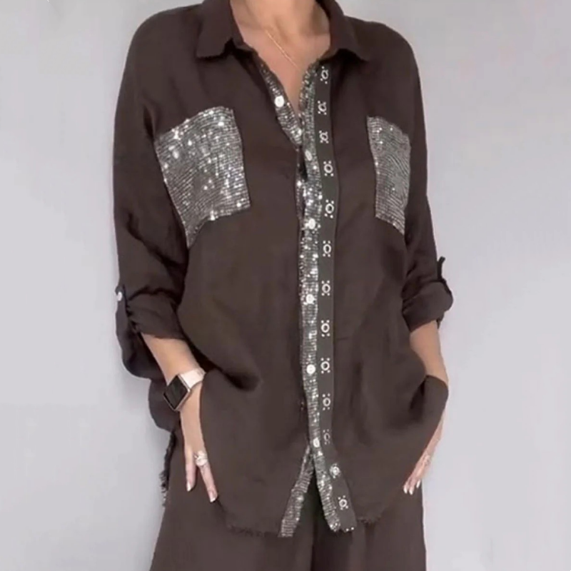 Lizy - Set Composto Da Camicetta e Pantaloni Con Paillettes