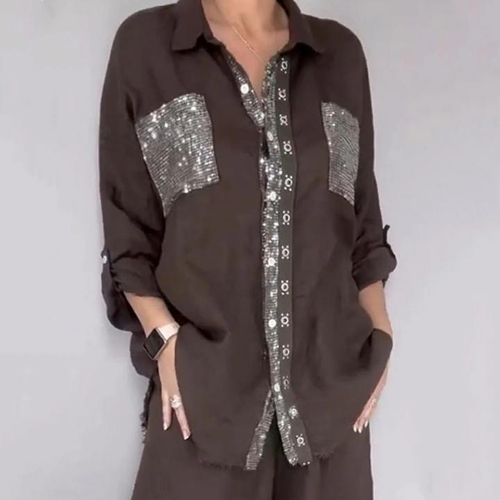 Lizy - Set Composto Da Camicetta e Pantaloni Con Paillettes