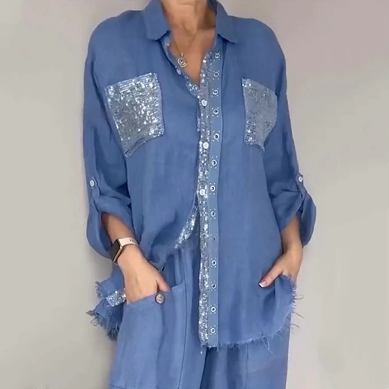 Lizy - Set Composto Da Camicetta e Pantaloni Con Paillettes