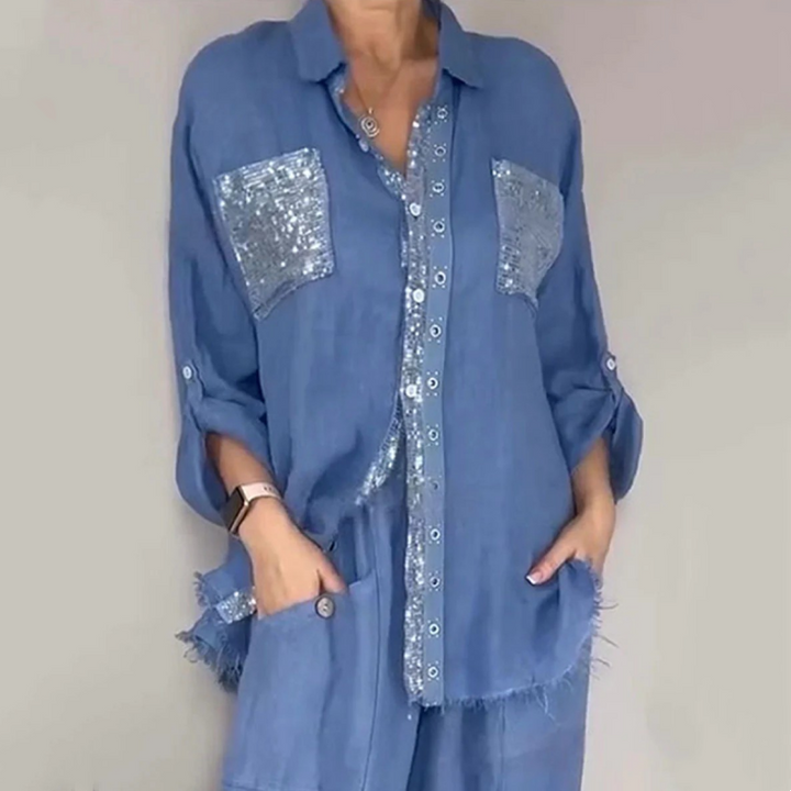Lizy - Set Composto Da Camicetta e Pantaloni Con Paillettes