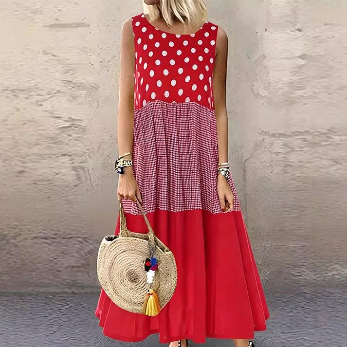Shezina - Abito Senza Maniche in Patchwork