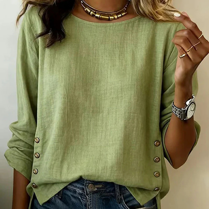 Melizaa - Top Casual in Lino Con Bottoni