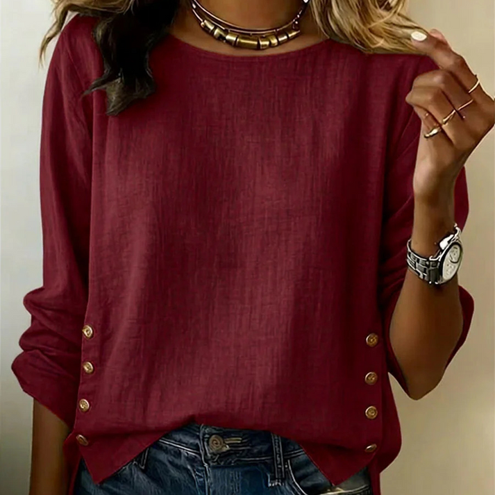 Melizaa - Top Casual in Lino Con Bottoni