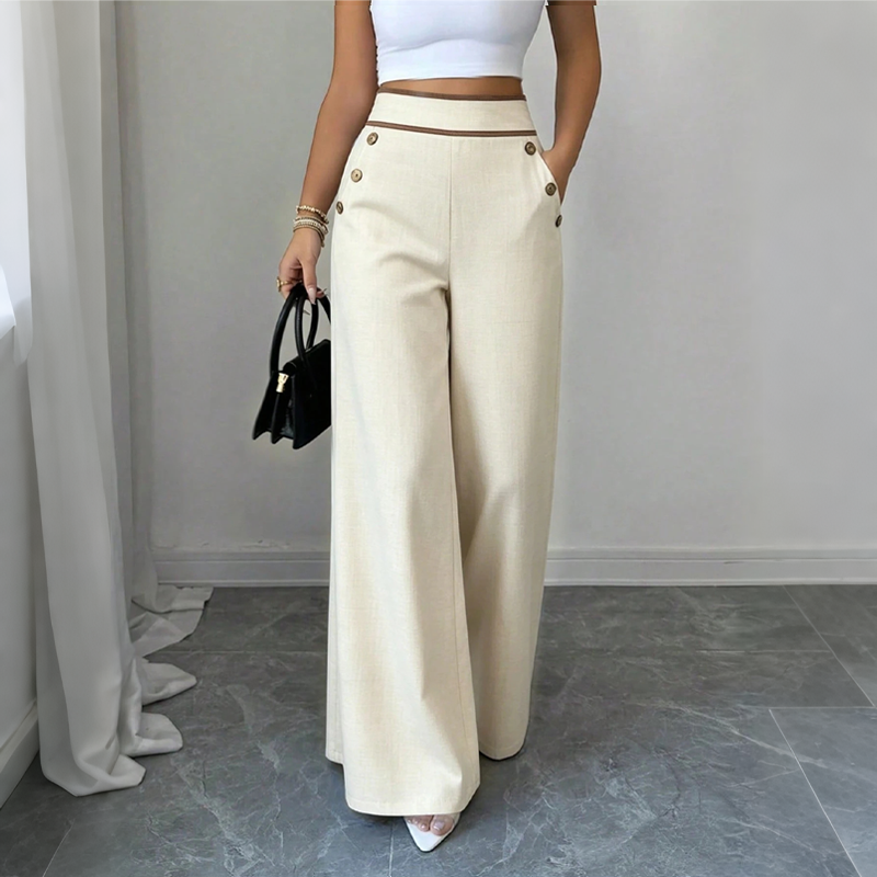 Selvie - Pantaloni a Gamba Larga Con Bottoni Decorativi