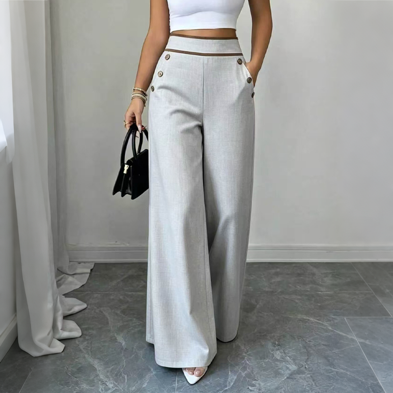 Selvie - Pantaloni a Gamba Larga Con Bottoni Decorativi