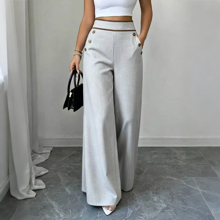 Selvie - Pantaloni a Gamba Larga Con Bottoni Decorativi
