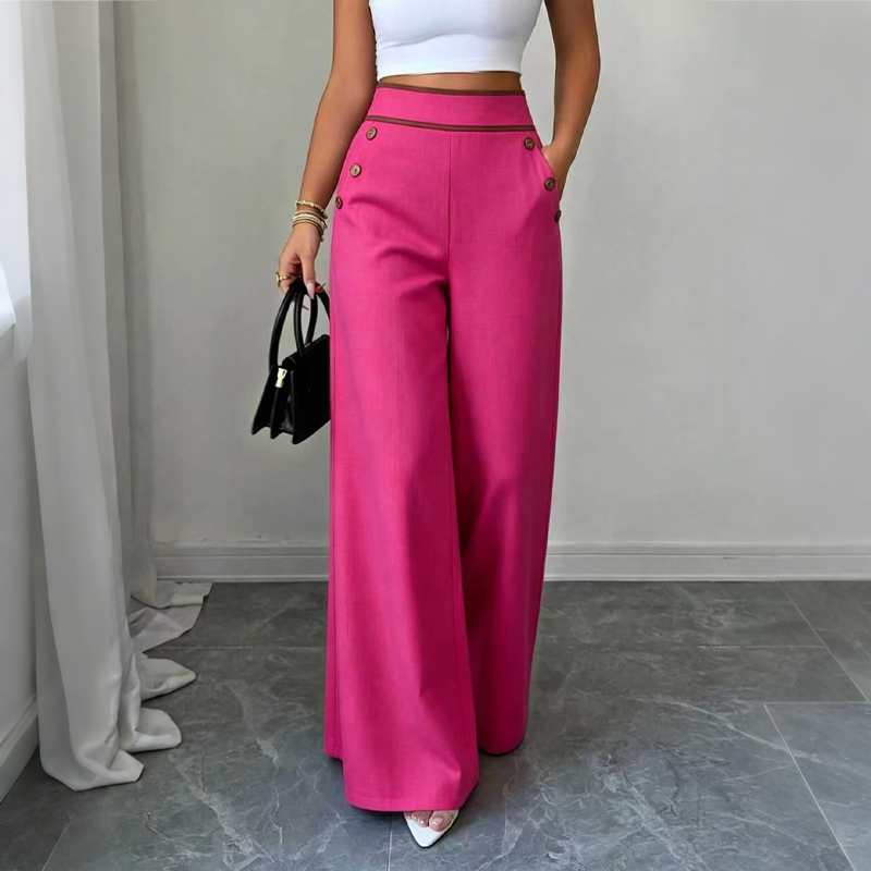 Selvie - Pantaloni a Gamba Larga Con Bottoni Decorativi