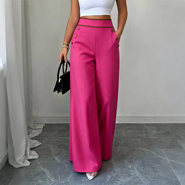 Selvie - Pantaloni a Gamba Larga Con Bottoni Decorativi