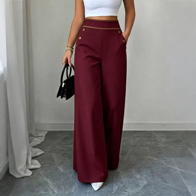Selvie - Pantaloni a Gamba Larga Con Bottoni Decorativi