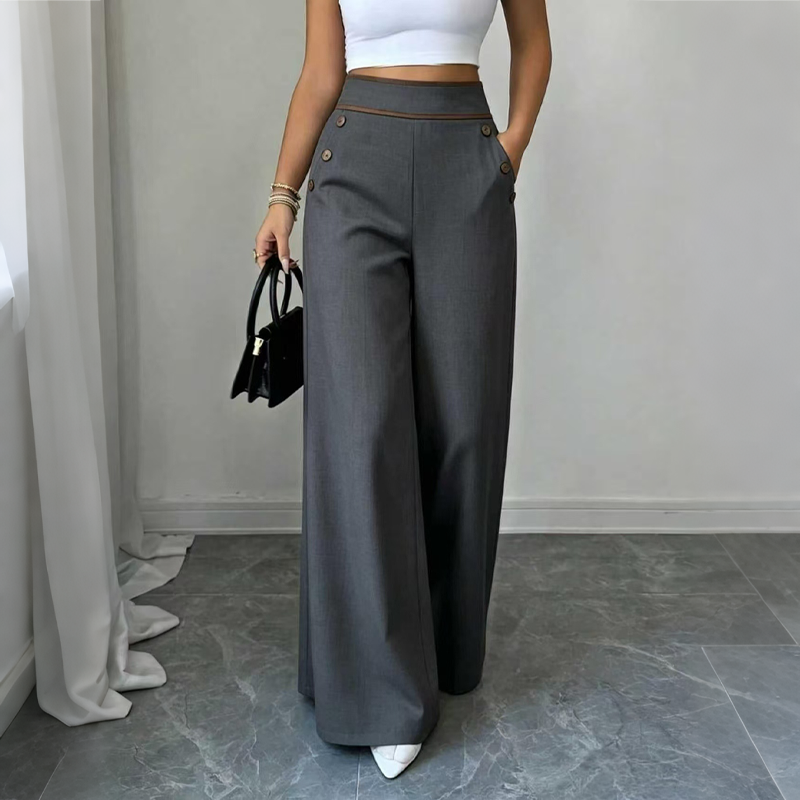 Selvie - Pantaloni a Gamba Larga Con Bottoni Decorativi