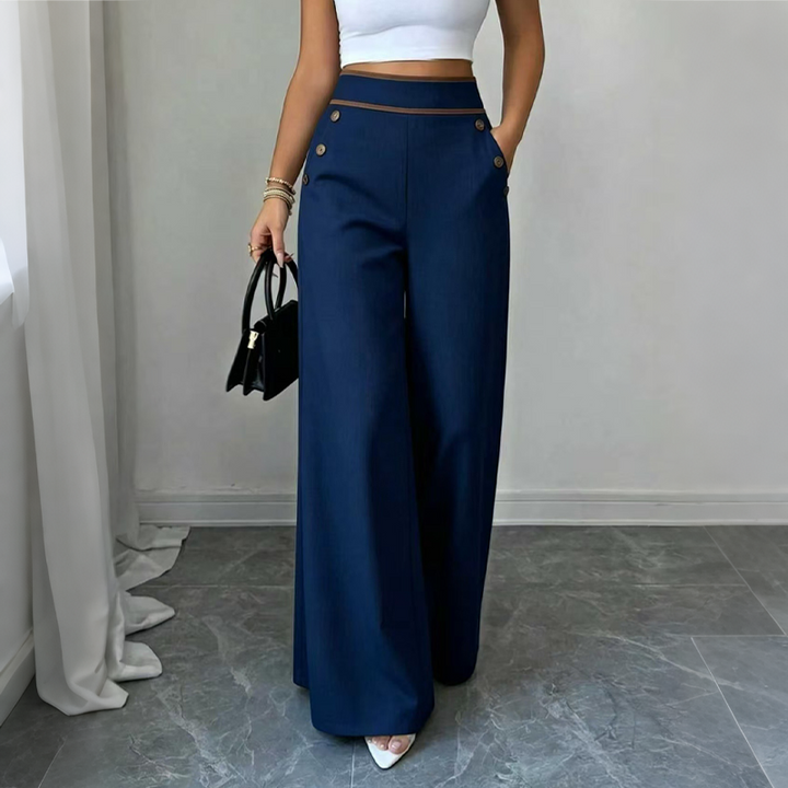 Selvie - Pantaloni a Gamba Larga Con Bottoni Decorativi