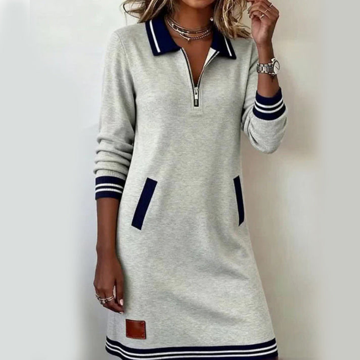 Hilina - Miniabito a Maniche Lunghe Con Zip a UN Quarto