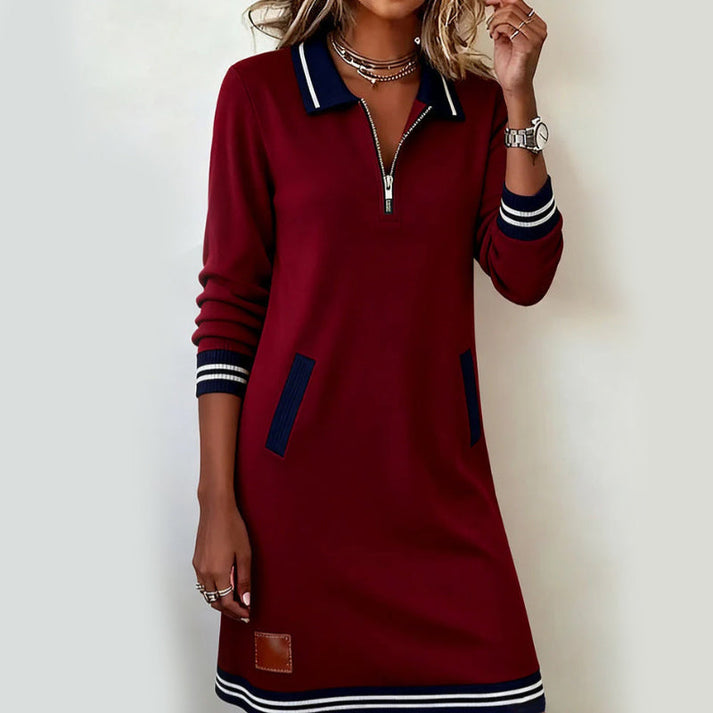 Hilina - Miniabito a Maniche Lunghe Con Zip a UN Quarto