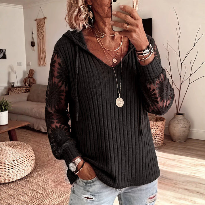 Nemila - Elegante Cardigan Con Cappuccio in Pizzo