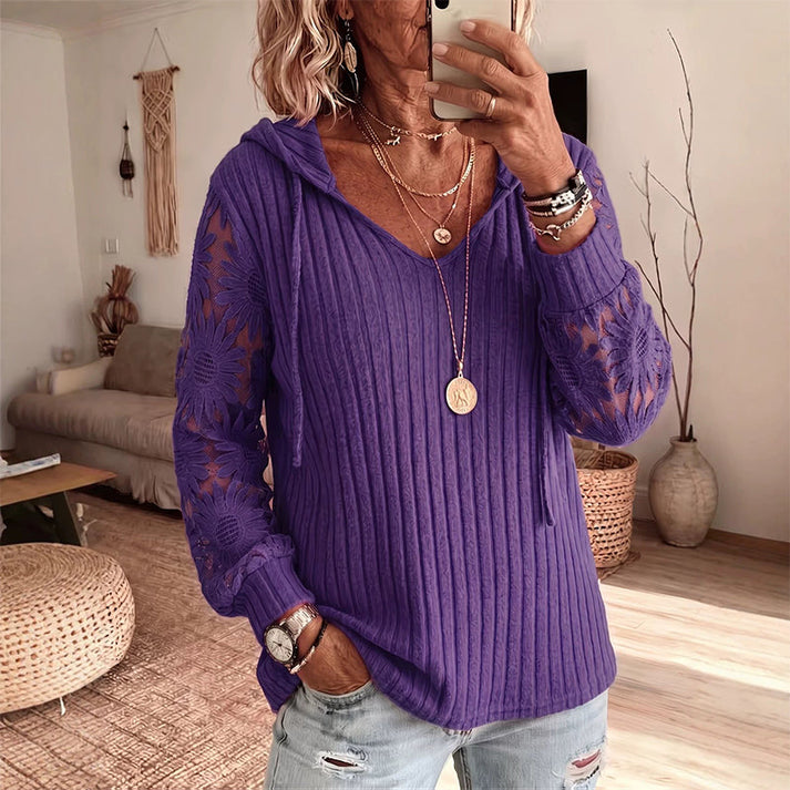 Nemila - Elegante Cardigan Con Cappuccio in Pizzo