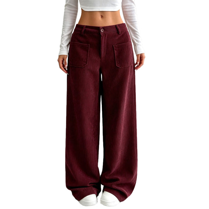 Jina - Pantaloni a Gamba Larga Con Tasche Anteriori