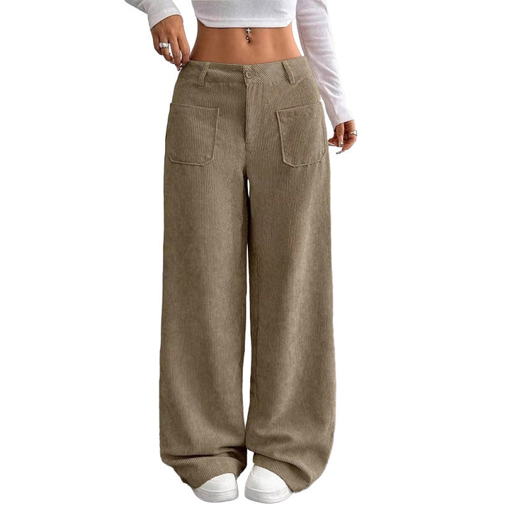 Jina - Pantaloni a Gamba Larga Con Tasche Anteriori