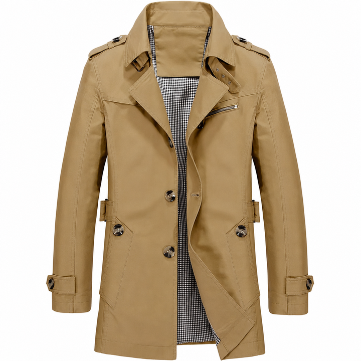 Alpaslan - Cappotto Con Collo a V e Chiusura Con Bottoni