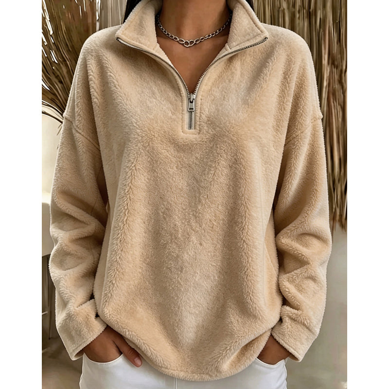 Akino - Maglione in Pile con Mezza zip e Collo