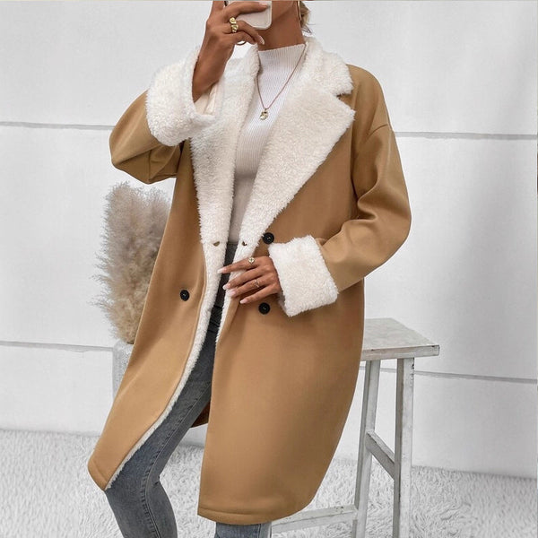 Lenkyna - Cappotto Lungo con Collo e Polsini in Pile