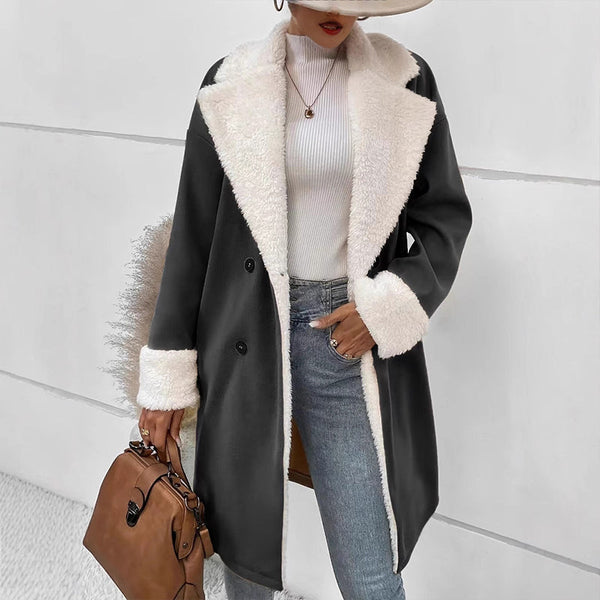 Lenkyna - Cappotto Lungo con Collo e Polsini in Pile
