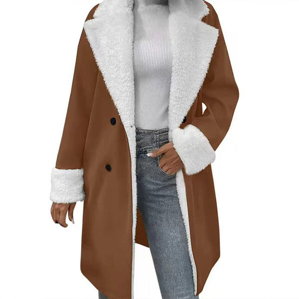 Lenkyna - Cappotto Lungo con Collo e Polsini in Pile