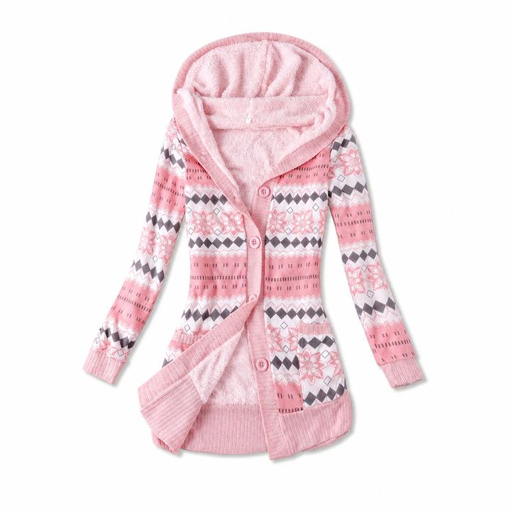Shazina - Cardigan Con Cappuccio E Stampa Geometrica