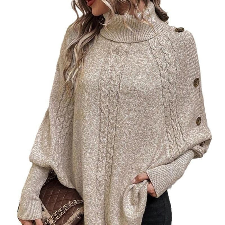 Rylee - Elegante Maglione a Mantella Con Collo Alto E Orlo Asimmetrico