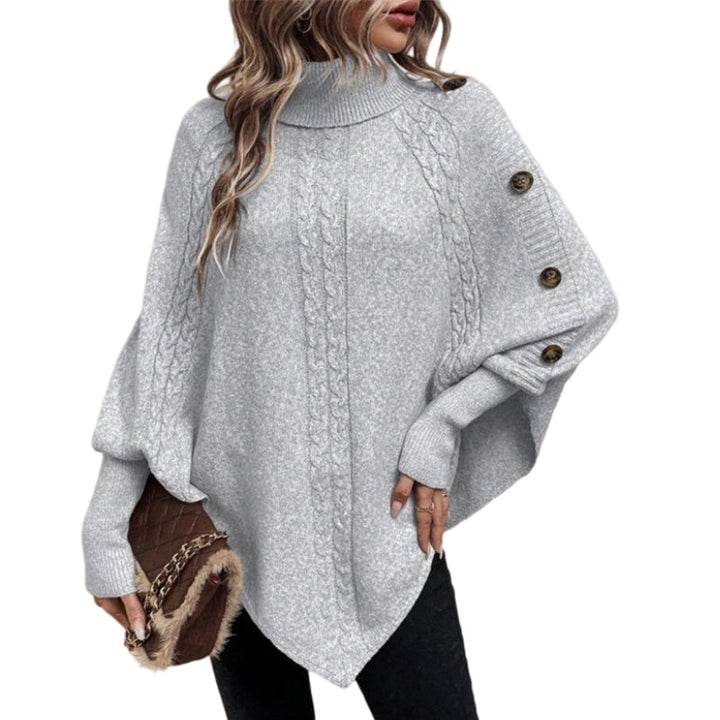 Rylee - Elegante Maglione a Mantella Con Collo Alto E Orlo Asimmetrico