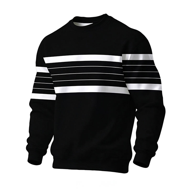 Wayale - Felpa Casual a Righe Con Collo Rotondo