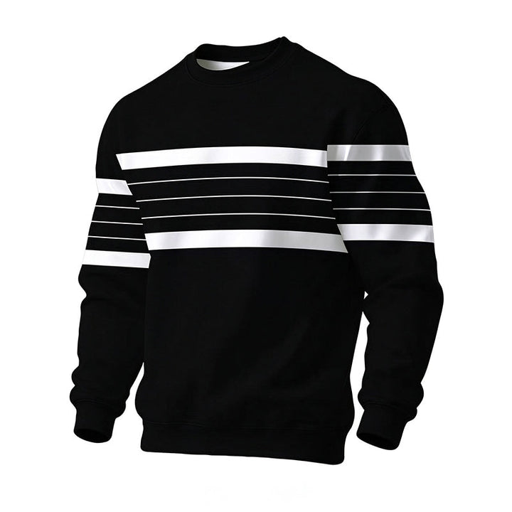 Wayale - Felpa Casual a Righe Con Collo Rotondo