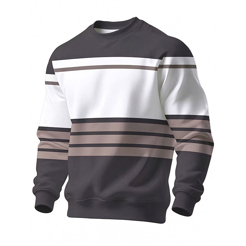 Wayale - Felpa Casual a Righe Con Collo Rotondo