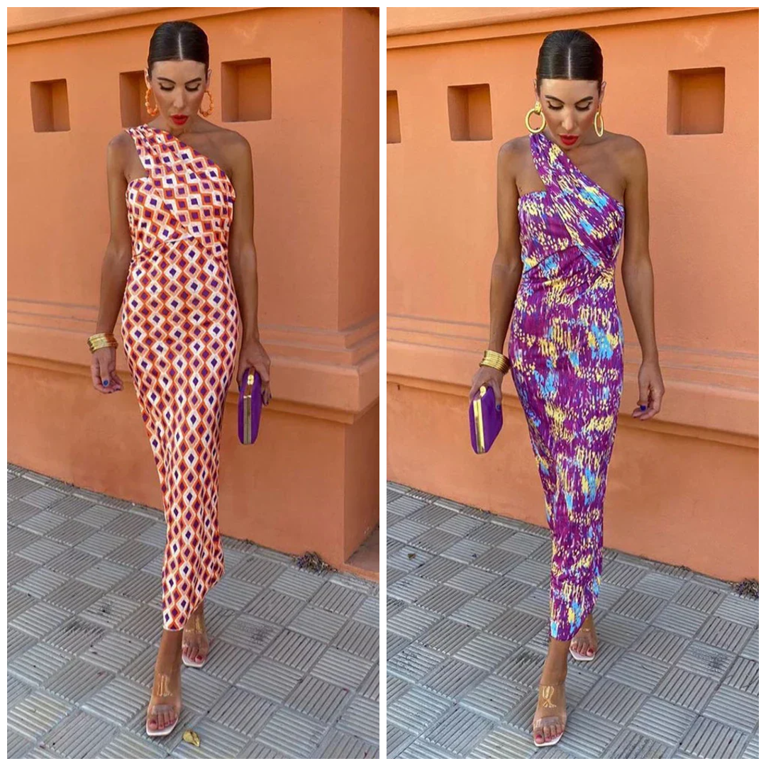 Svetlena - Elegante Abito Lungo Monospalla